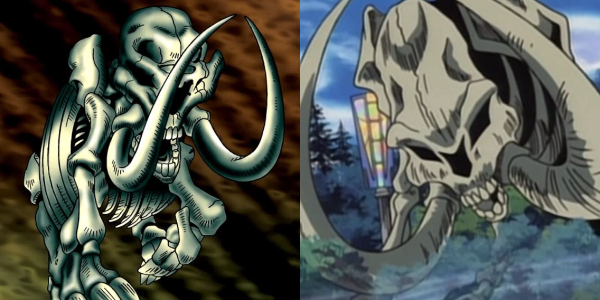 yugioh mammoth graveyard card and anime art from original series