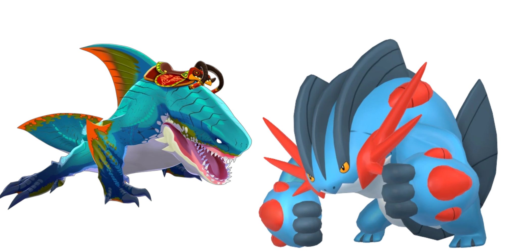 zamtrios from monster hunter stories 2 and mega swampert from pokemon home