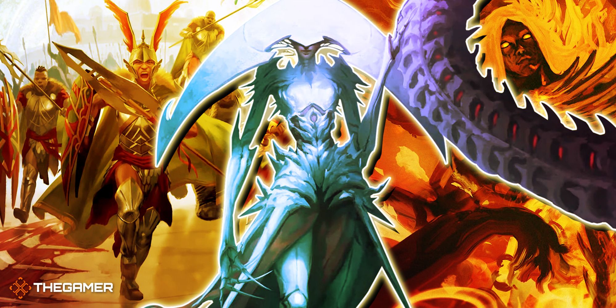 Elesh Norn, the army of Zhalfir, Wrenn, and the Realmbreaker from MTG