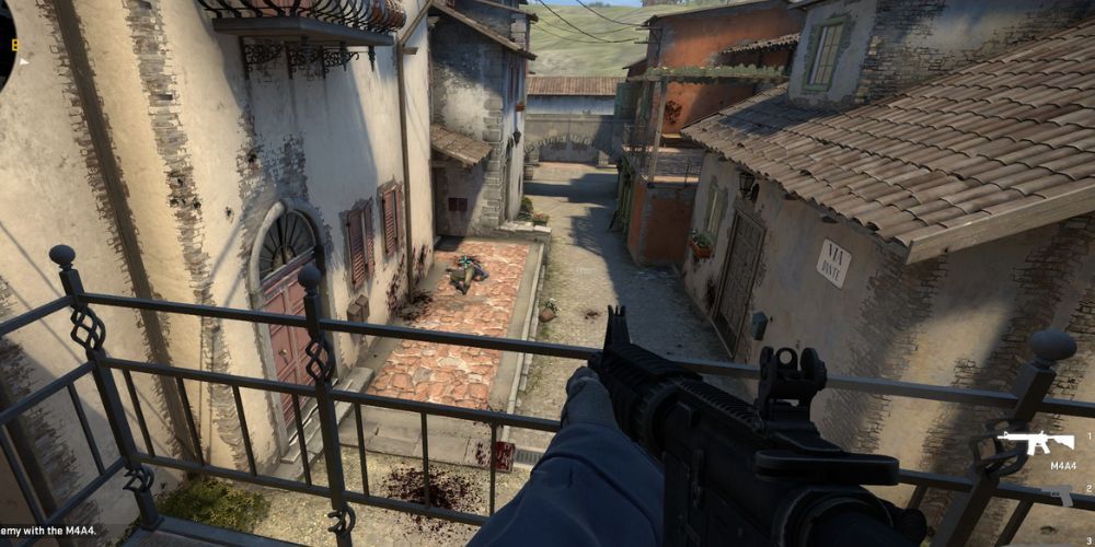 counter-terrorist player kills terrorist using m4a4 in Inferno map