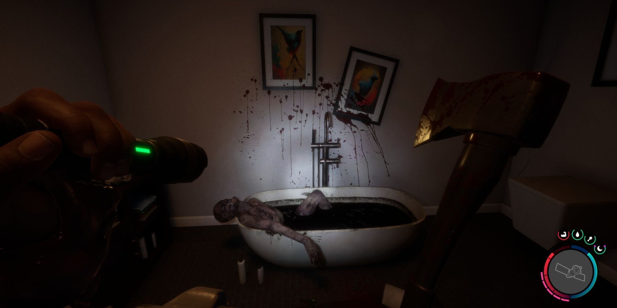 a dead body in a tub full of blood sons of the forest inhabitants