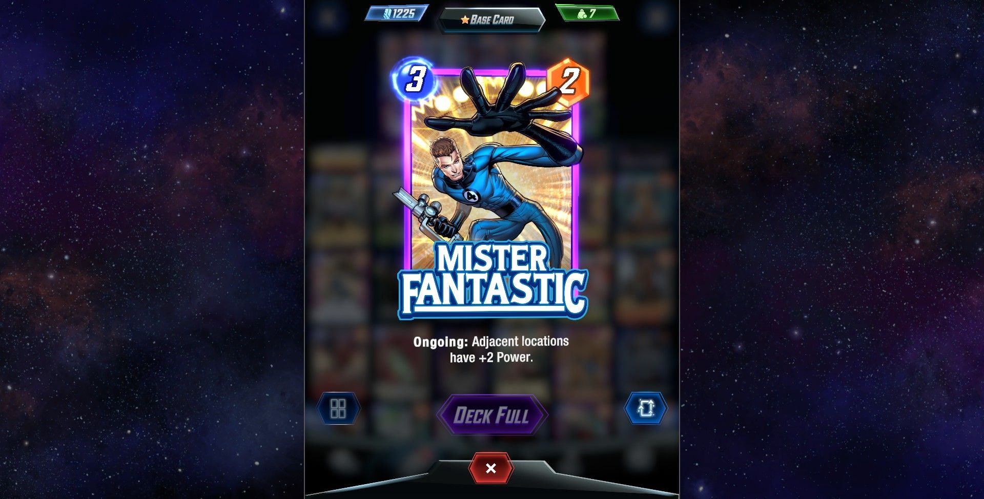 The Mister Fantastic card with three cost and two power in Marvel Snap.
