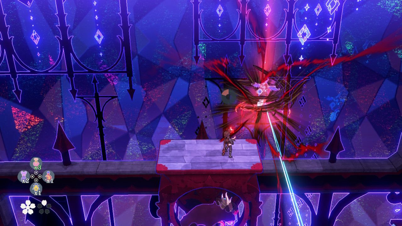 Cereza Uses Thorn Bind To Defeat Flying Enemies With Lasers