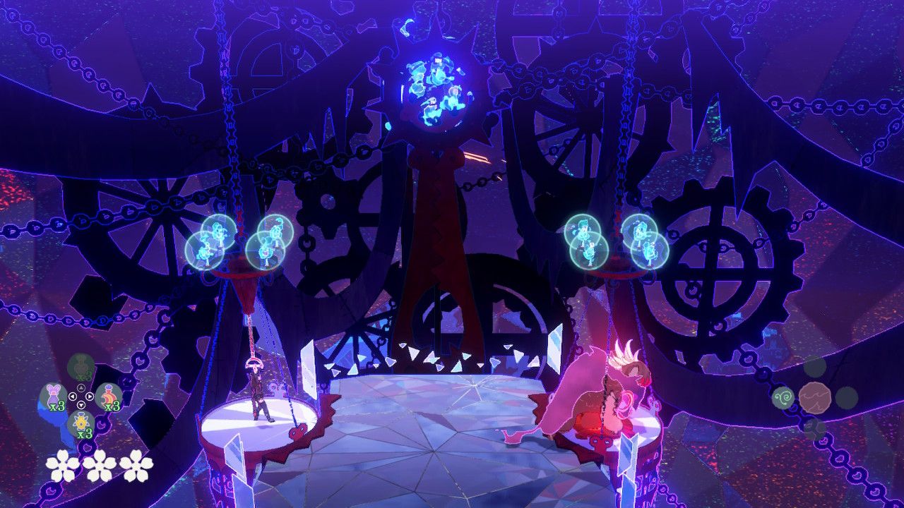 Cereza Pulls Lever While Cheshire Stands On Button To Activate Lift