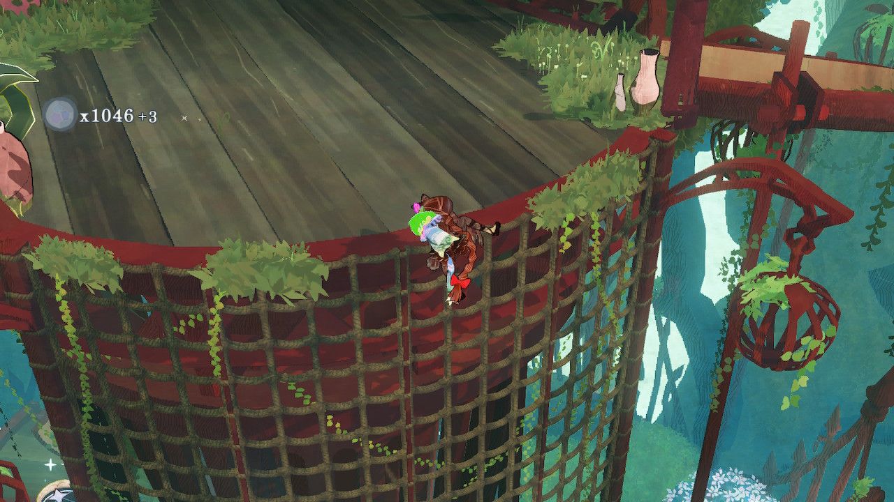 Cereza Climbing Netting To The Top Beside Slide To Secret Chest