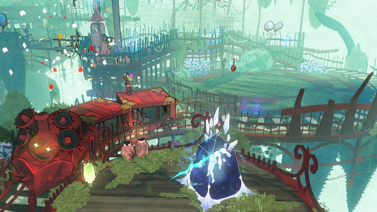 Cereza Riding Train Around Corner To Reach A Moon Pearl