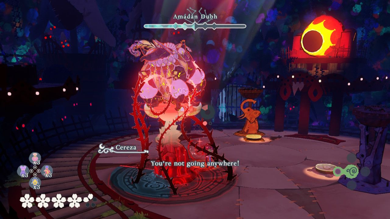 Cereza Uses Thorn Bind To Restrain Amadan Dubh As Cannon Fires