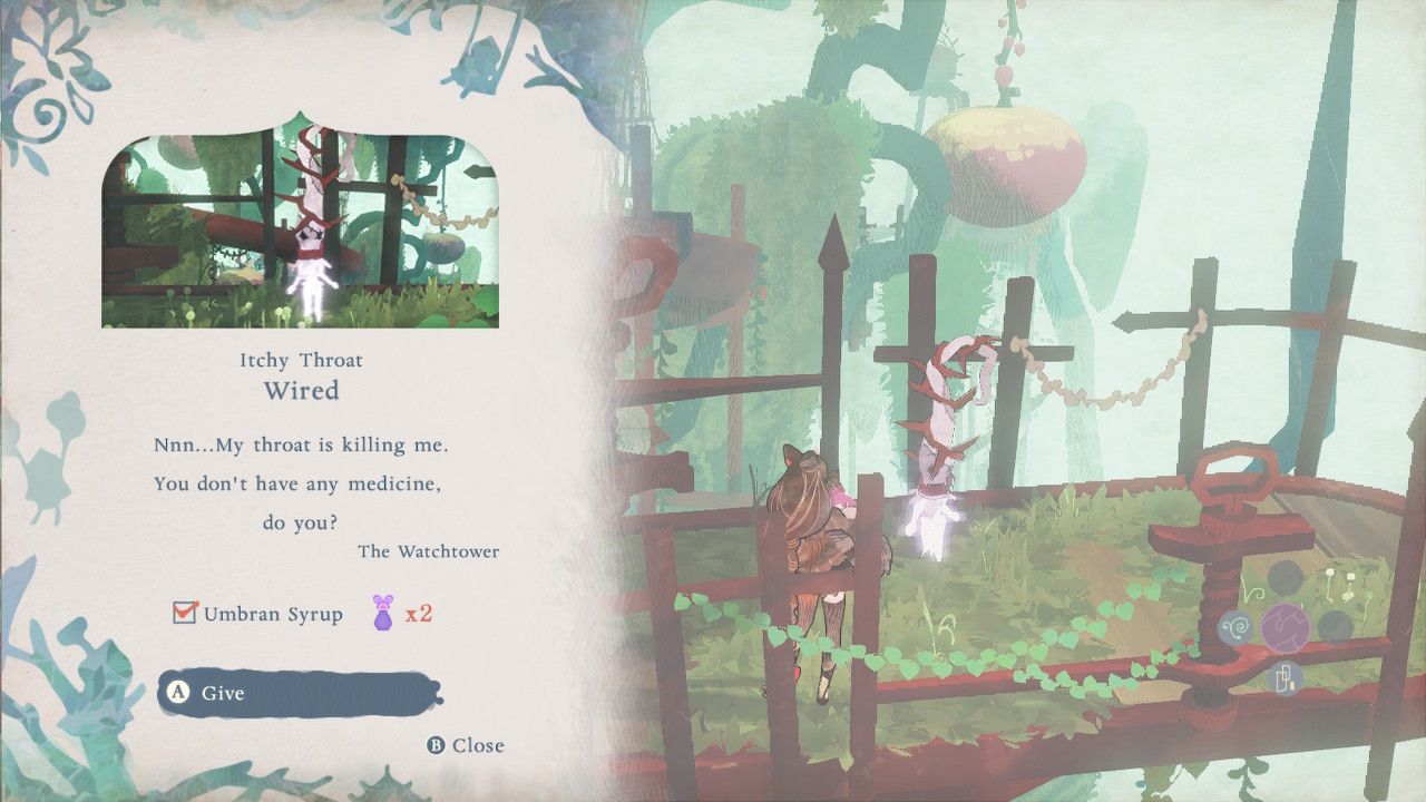 Offering Two Umbran Syrups To Watchtower Wisp