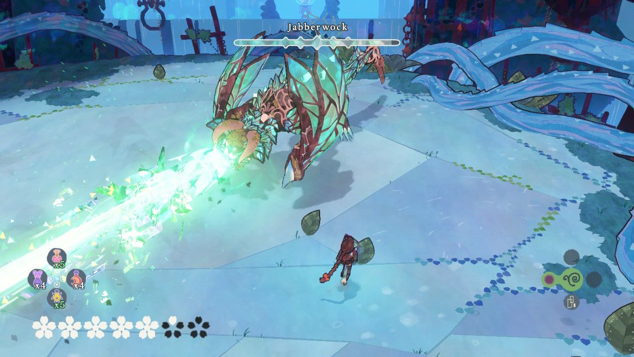 Jabberwock Uses Laser Beam Attack After Cereza Dodge Rolls