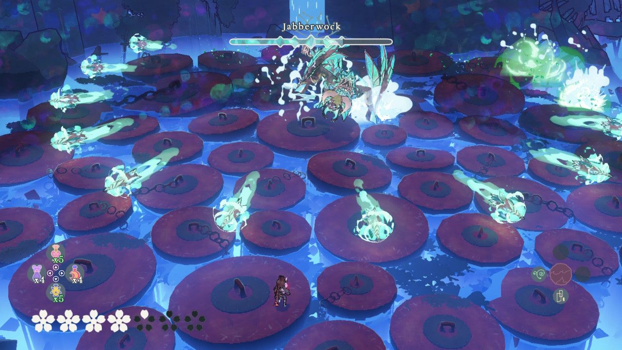 Jabberwock Casts Green Balls Of Magic Across Watery Arena