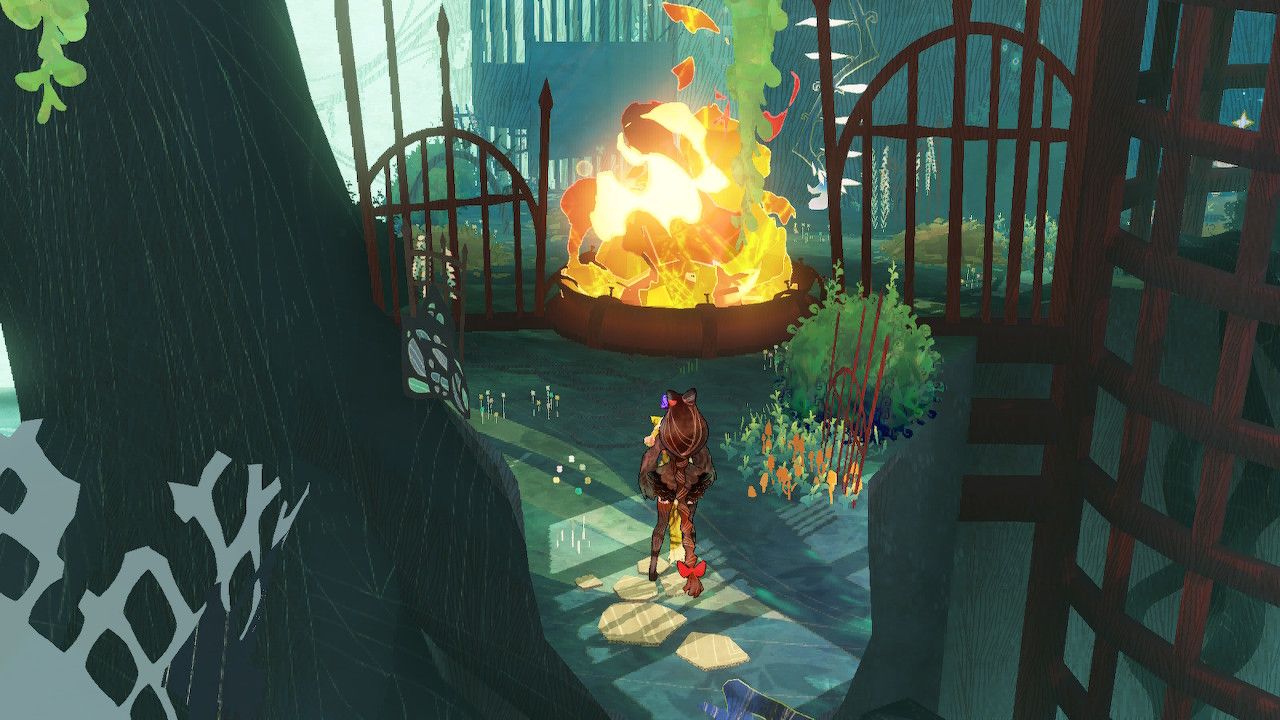 Cereza Comes Across Path Blocked By Fire Trap In Forgotten Knoll