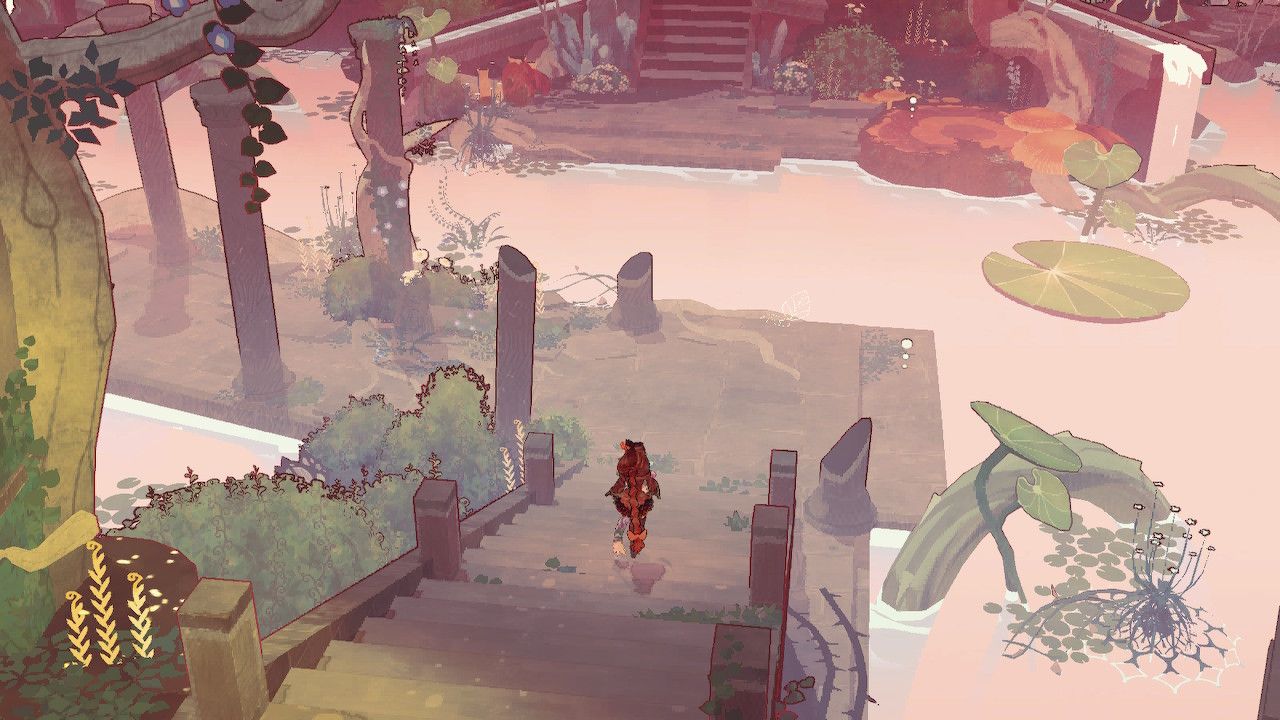 Cereza Descends Giant's Basin Temple Staircase