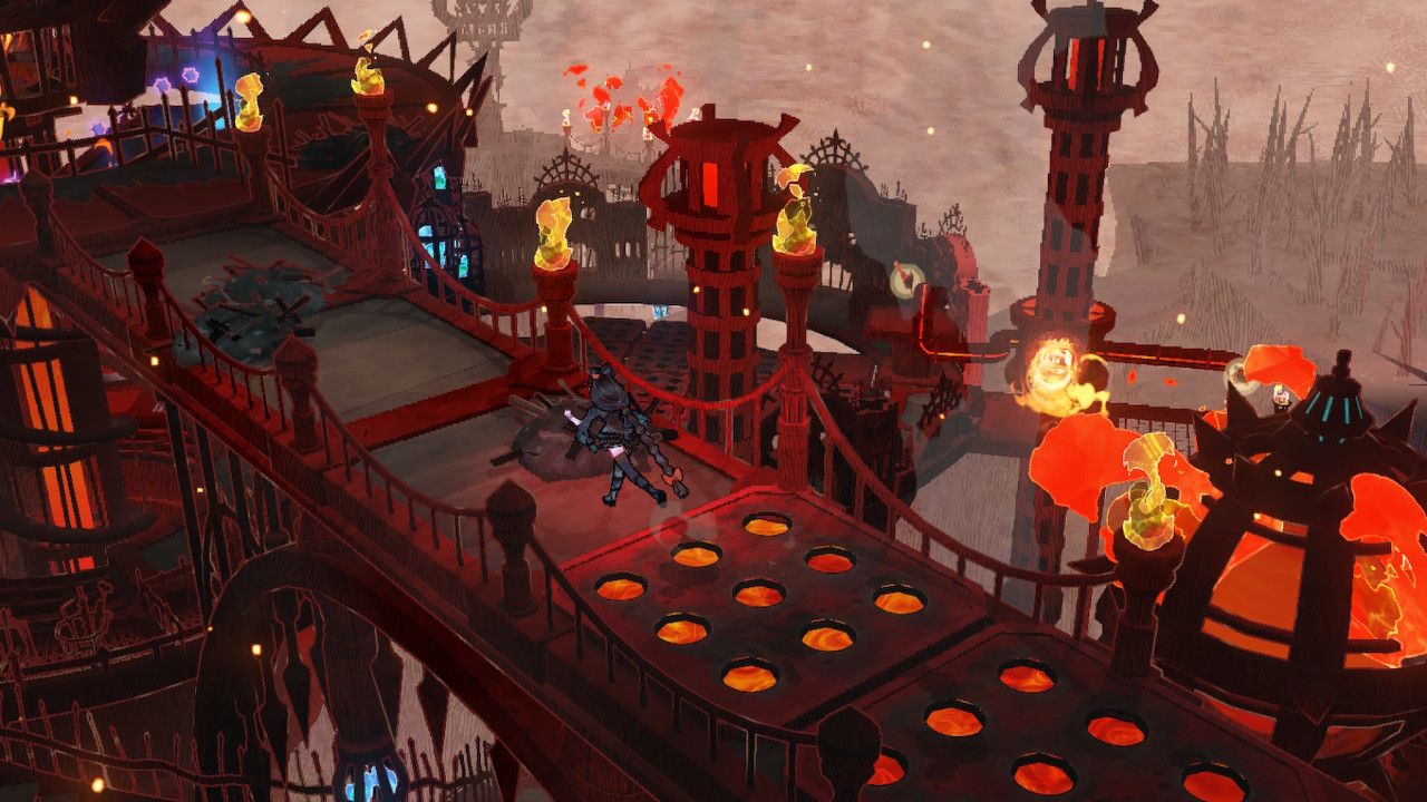 Cereza Runs Across Second Fire Tile Path