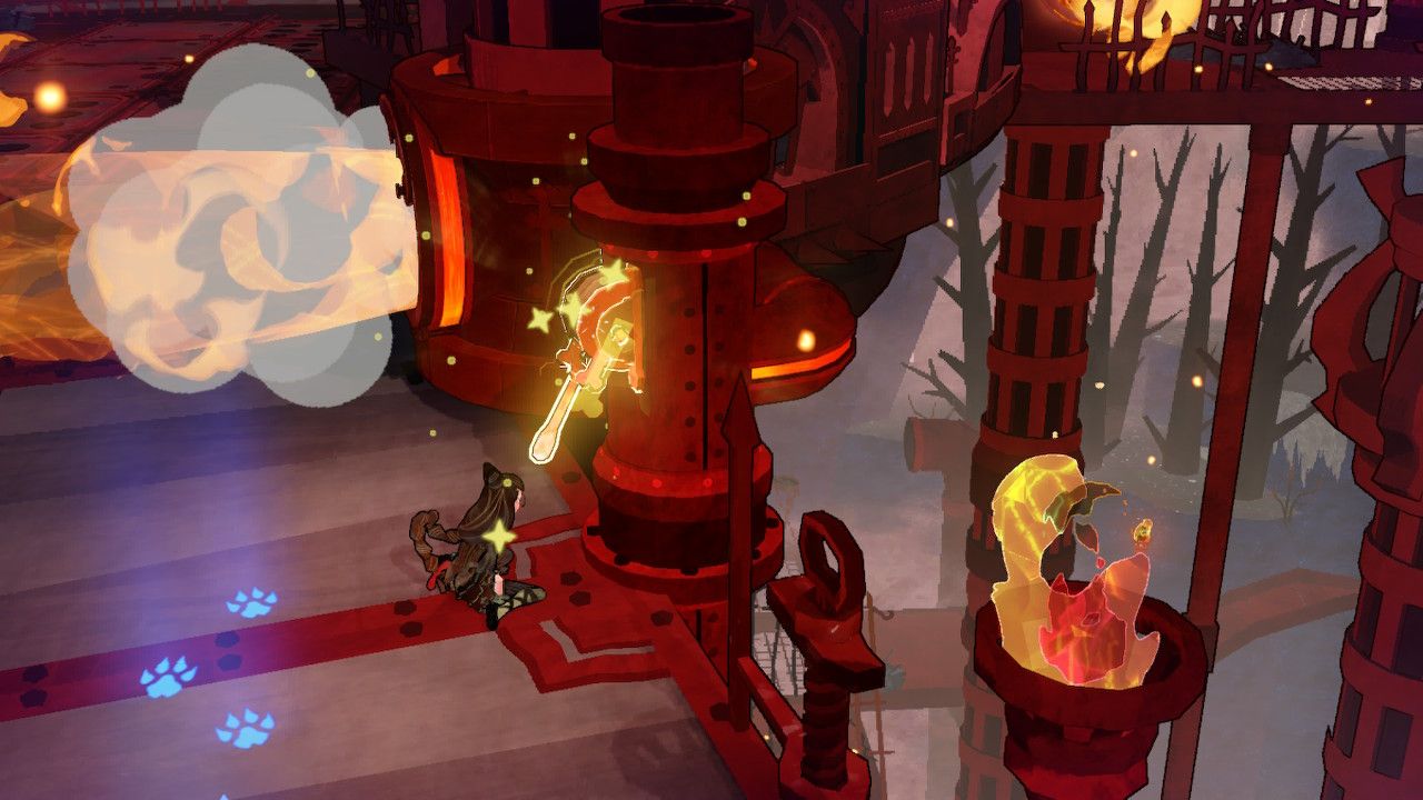Cereza Pulls Lever To Turn Off Flamethrower Trap