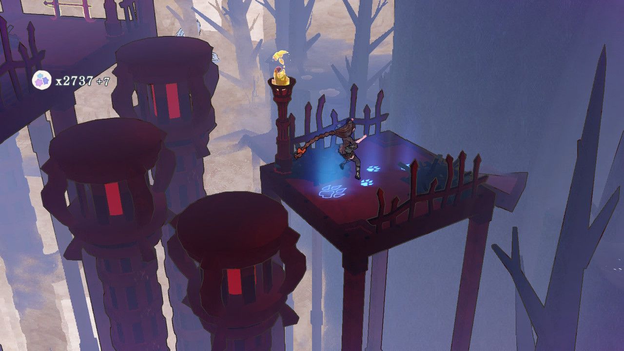 Cereza Jumps Across Platforms Toward Puca's Fortress
