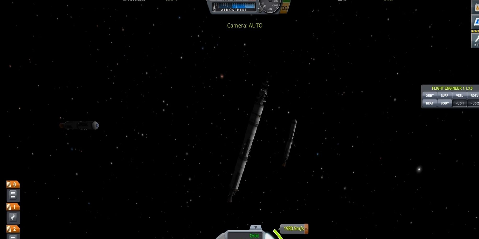 a satellite floats in far out space in KSP