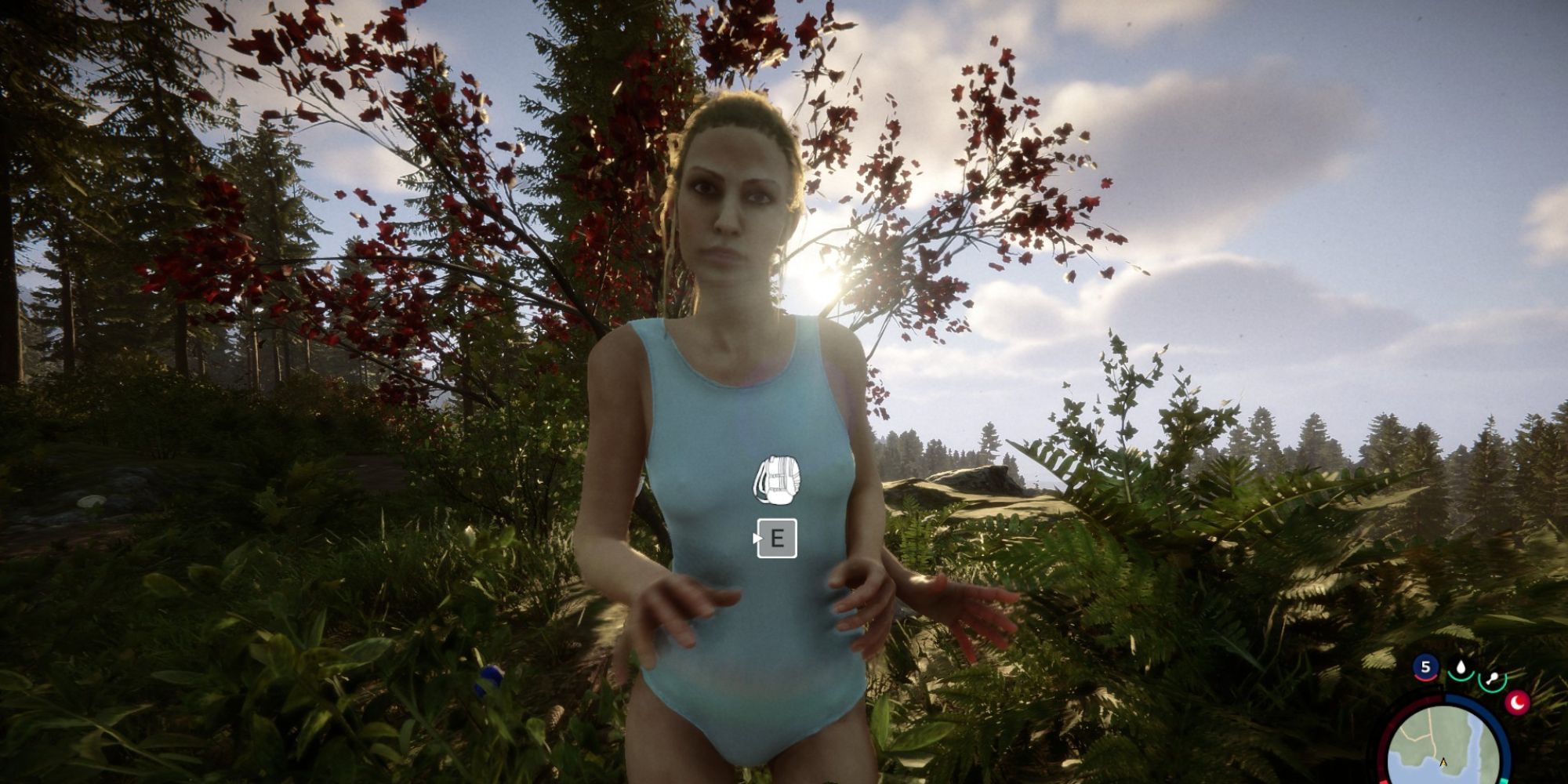 Virginia carefully holds her hands out as she looks at the player