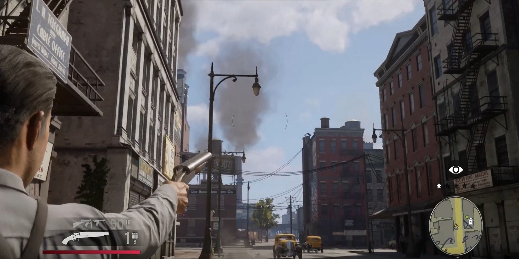aiming the Lupara (Double Barreled Shotgun) into the air in M:DE