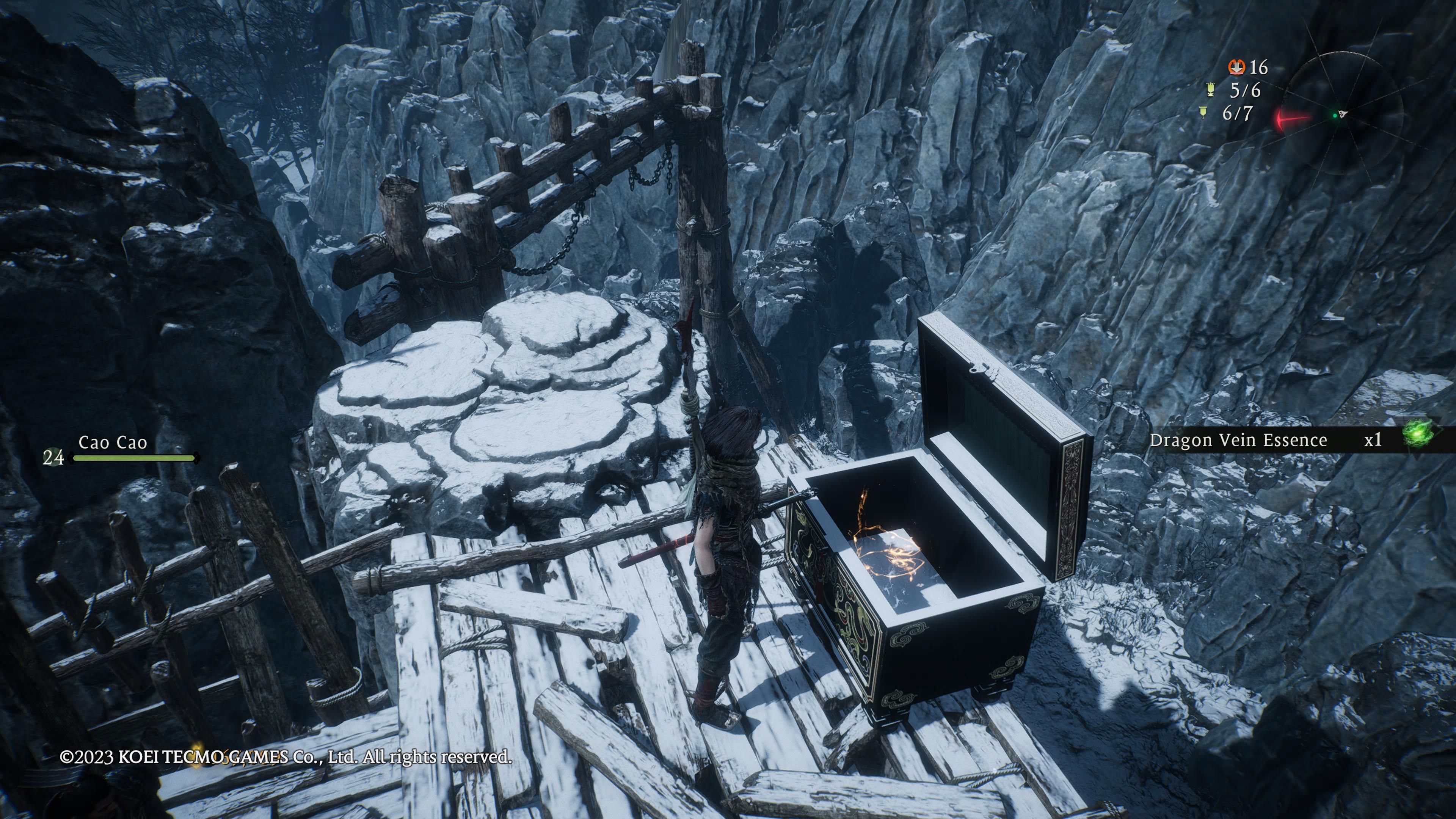 Wo Long: Fallen Dynasty - looting a chest on a tower to find the next Dragon Vein Essence