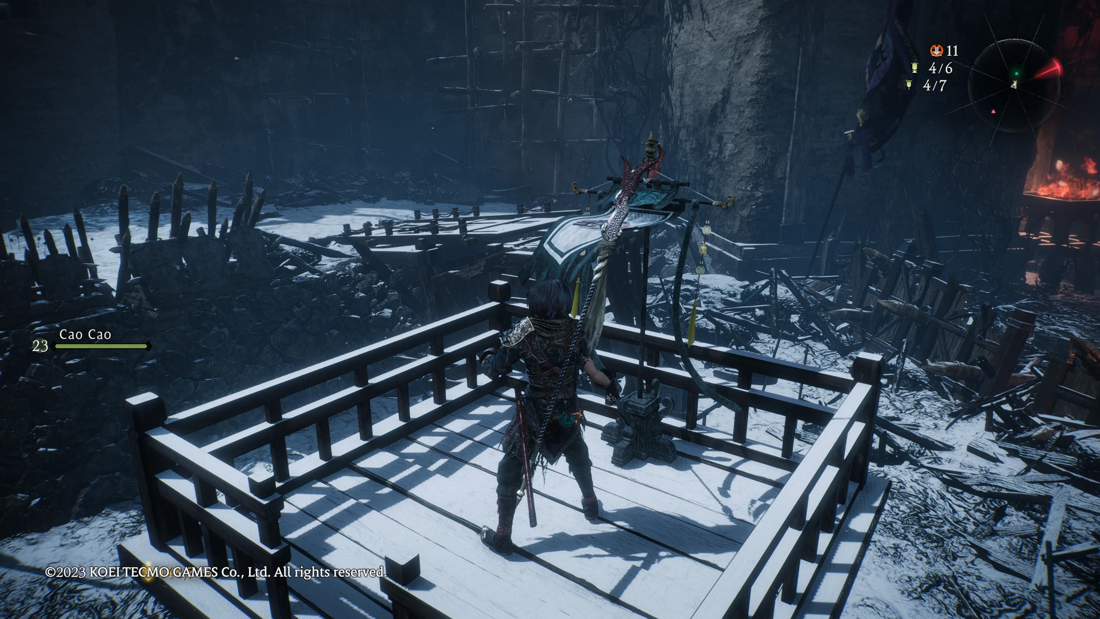 Wo Long: Fallen Dynasty - the marking flag is stood on the top of a small wooden tower you have to jump to