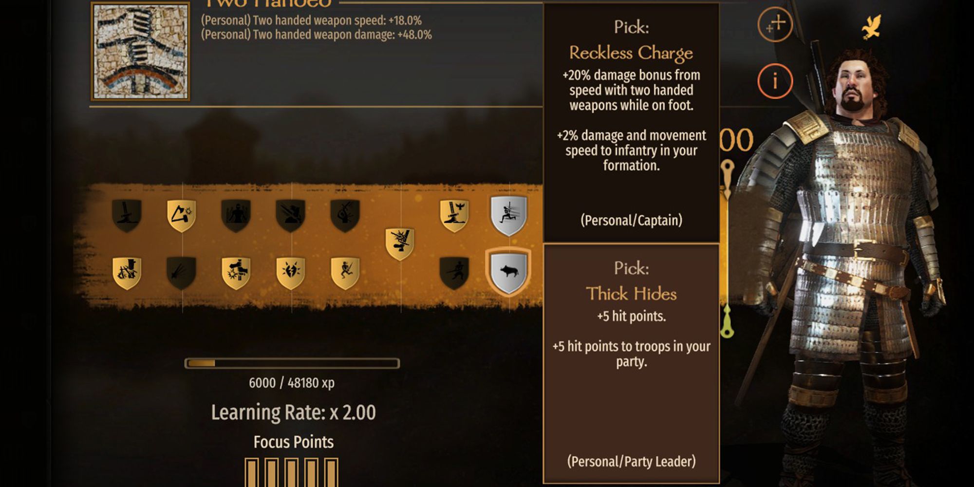 +5 hit points. +5 hit points to troops in your party.