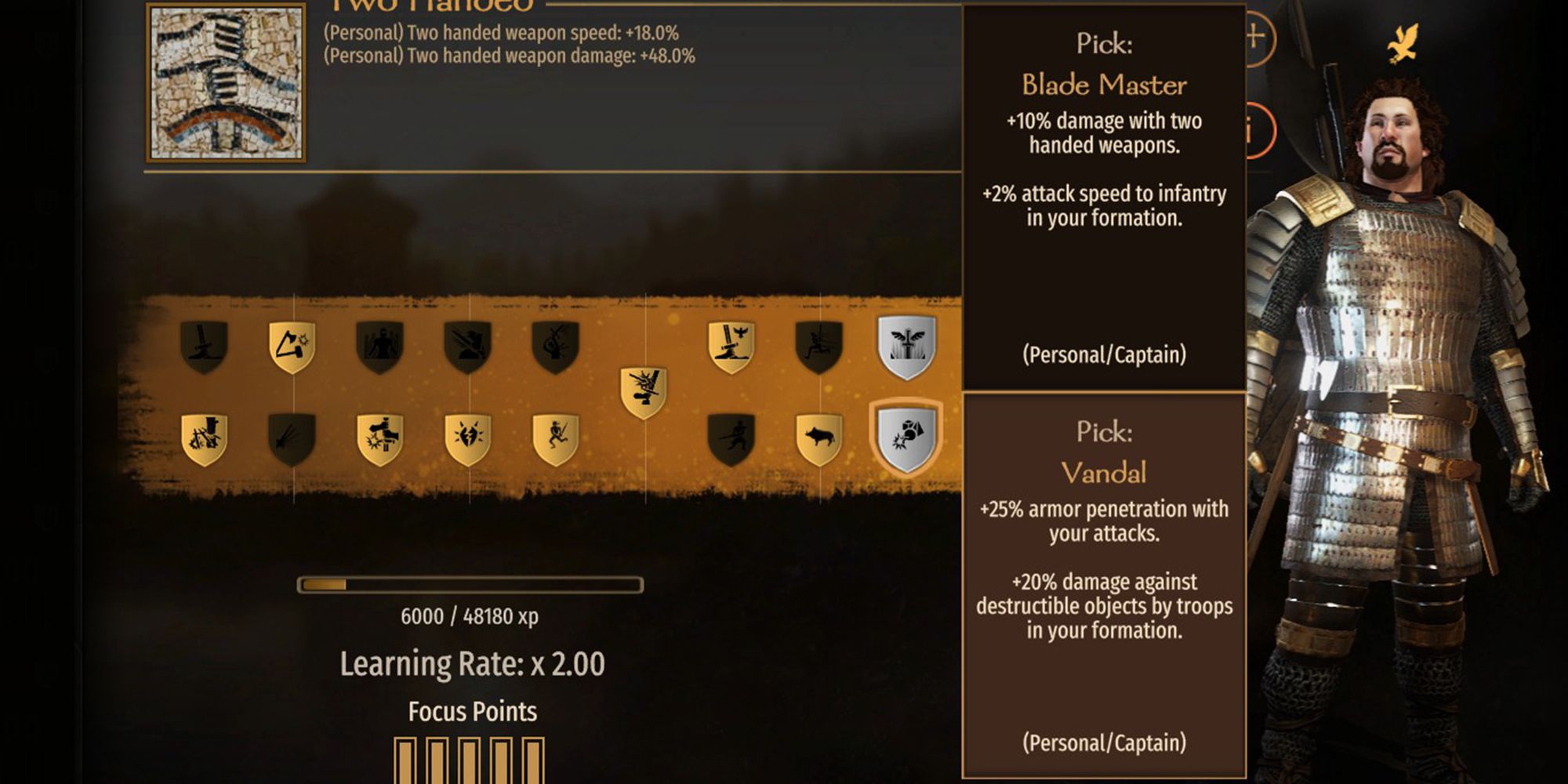 +25% armor penetration with your attacks. +20% damage against destructible objects by troops in your formation.