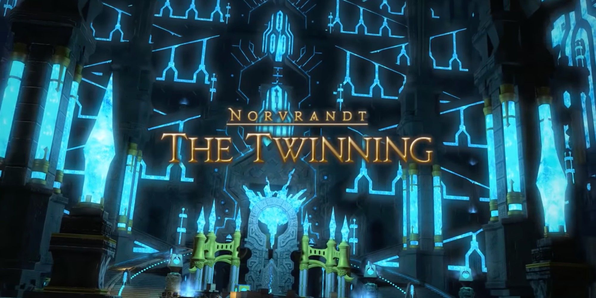 The inside of the bottom half of the crystal tower shines a bright blue