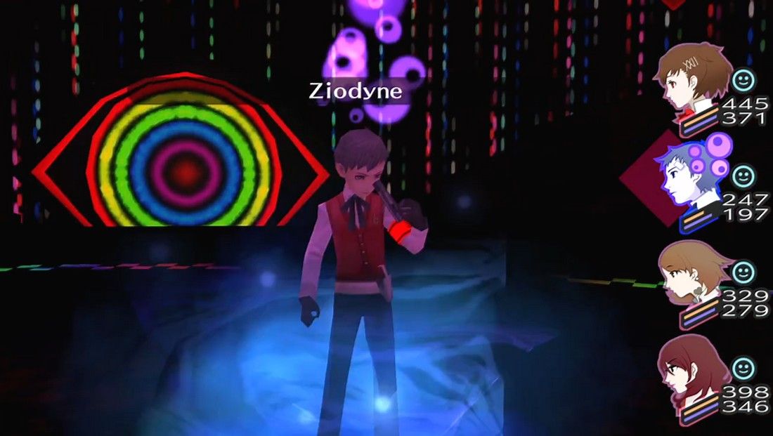 a poisoned akihiko using ziodyne in the harabah block of tartarus in persona 3 portable