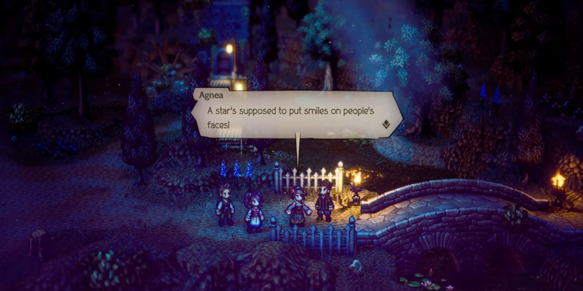Agnea after being gifted her mother's dress from Octopath Traveler 2