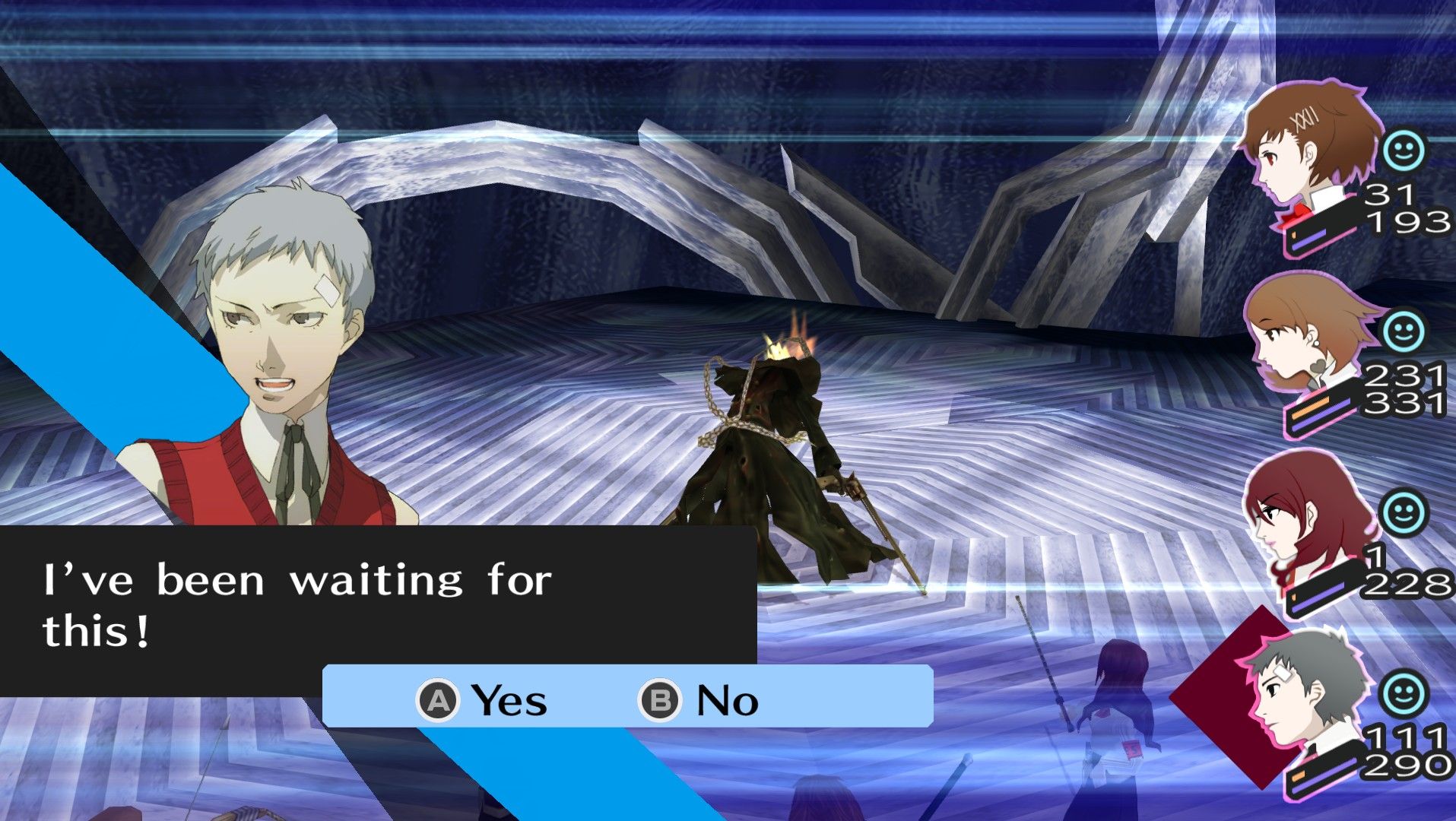 akihiko triggering an all-out attack while the reaper is shocked