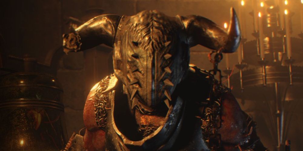 an armored garrador on the loading screen in resident evil 4 remake