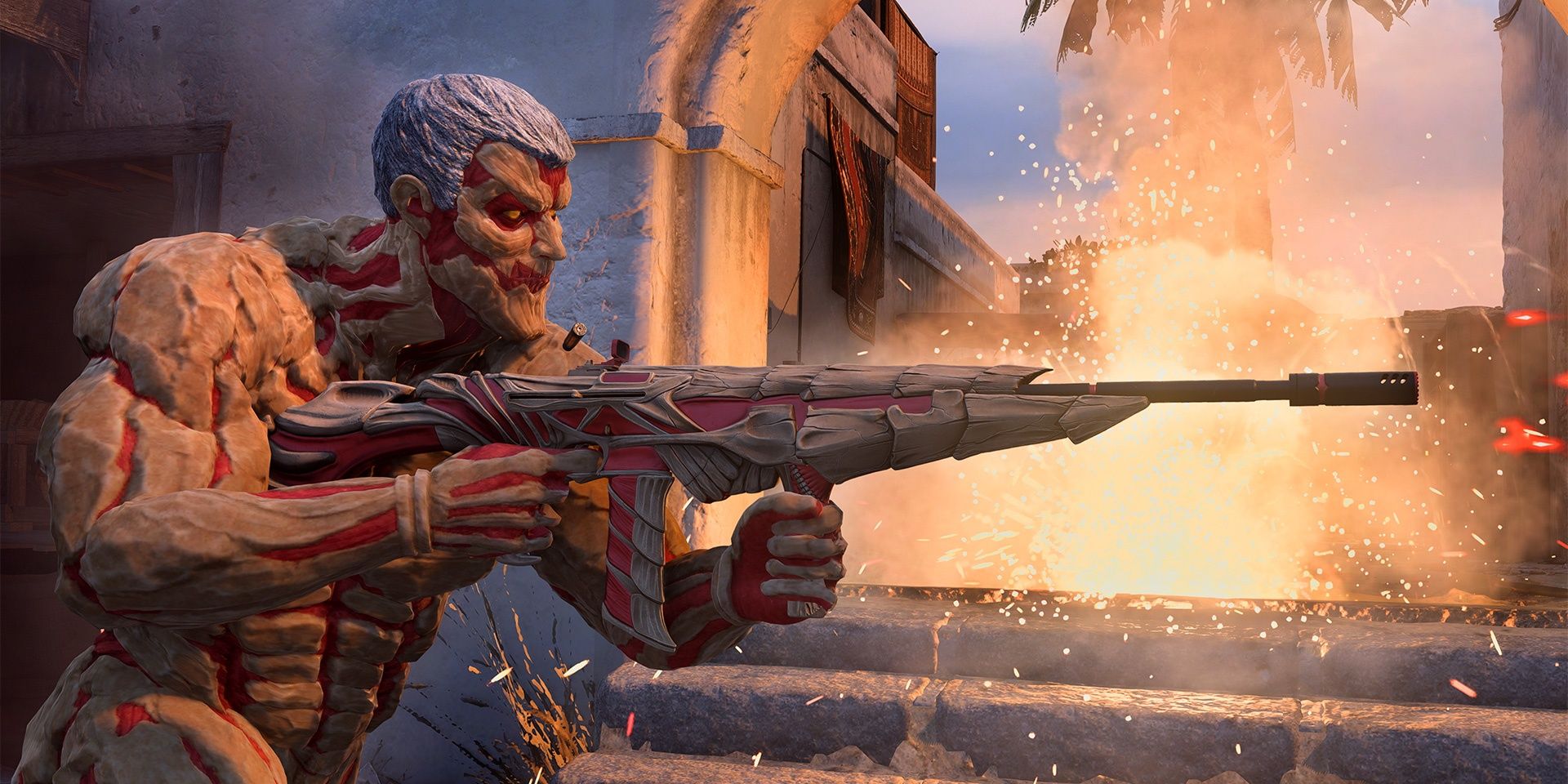 Armored Titan firing weapon in Call Of Duty