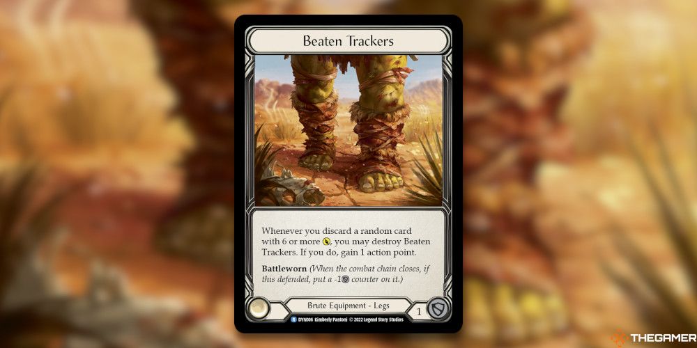 Beaten Trackers Card in front of blurred card art