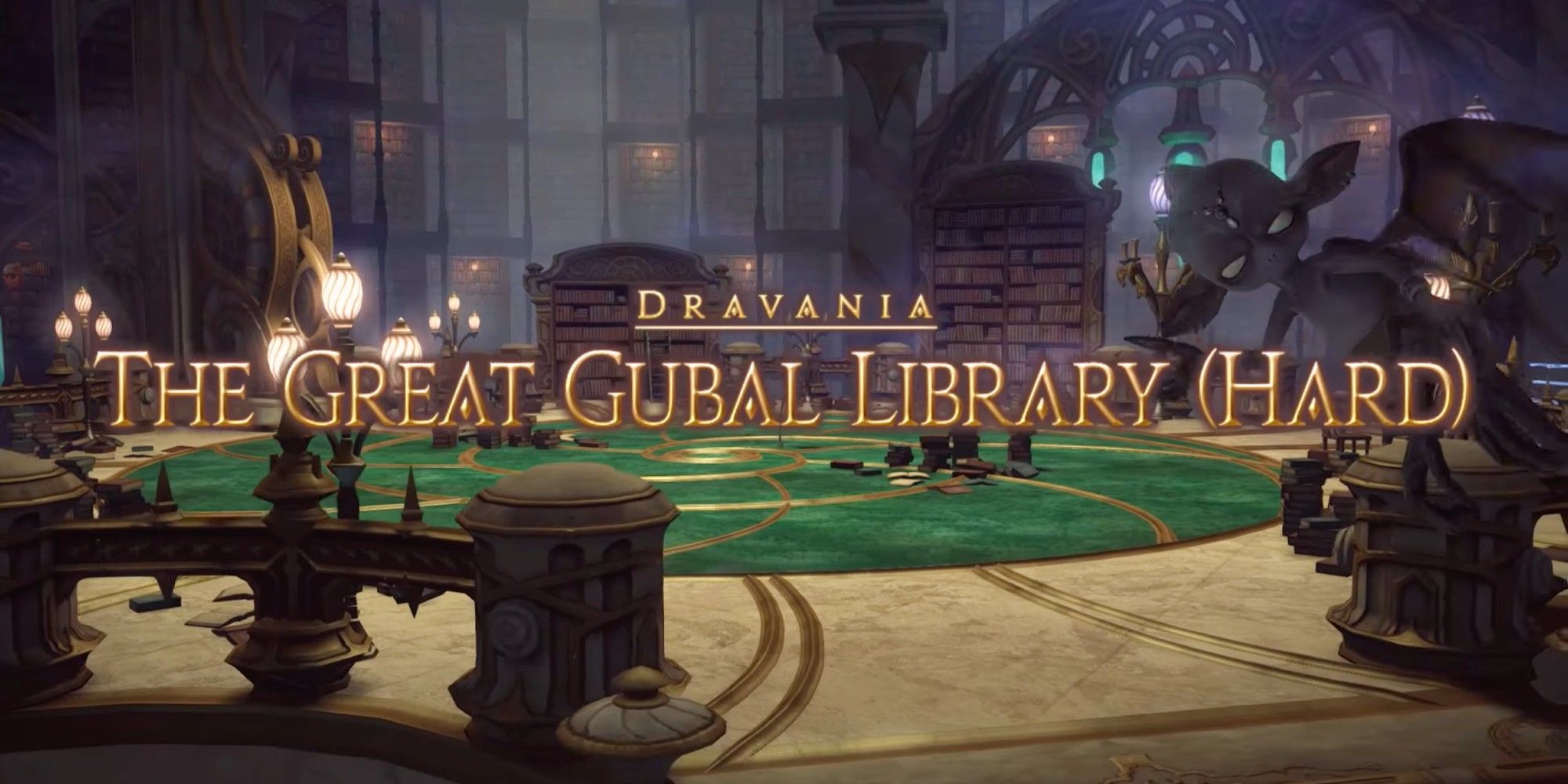 A library is being shown in the background as a little demon pops up to say hello