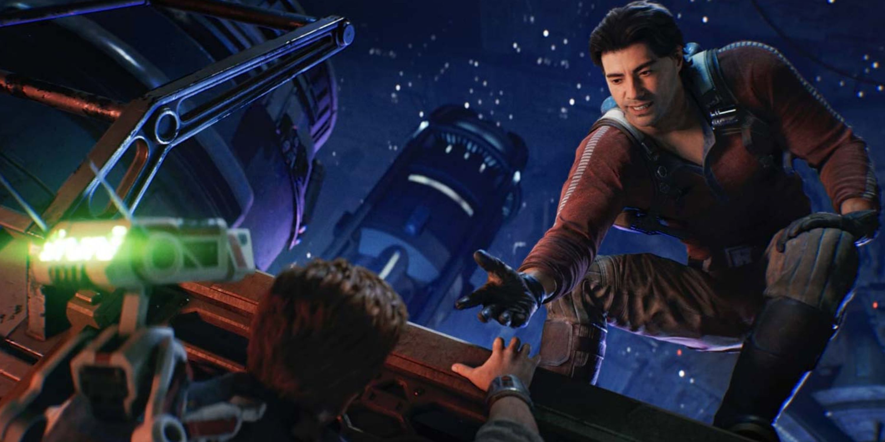 Bode Akuna assisting Cal Kestis and BD-1, in Star Wars Jedi: Survivor