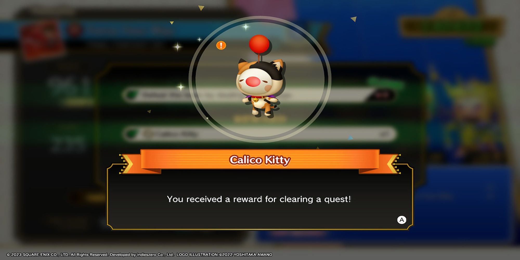 A moogle dressed in a spotty Calico kitten onesie in Theatrhythm: Final Bar Line.