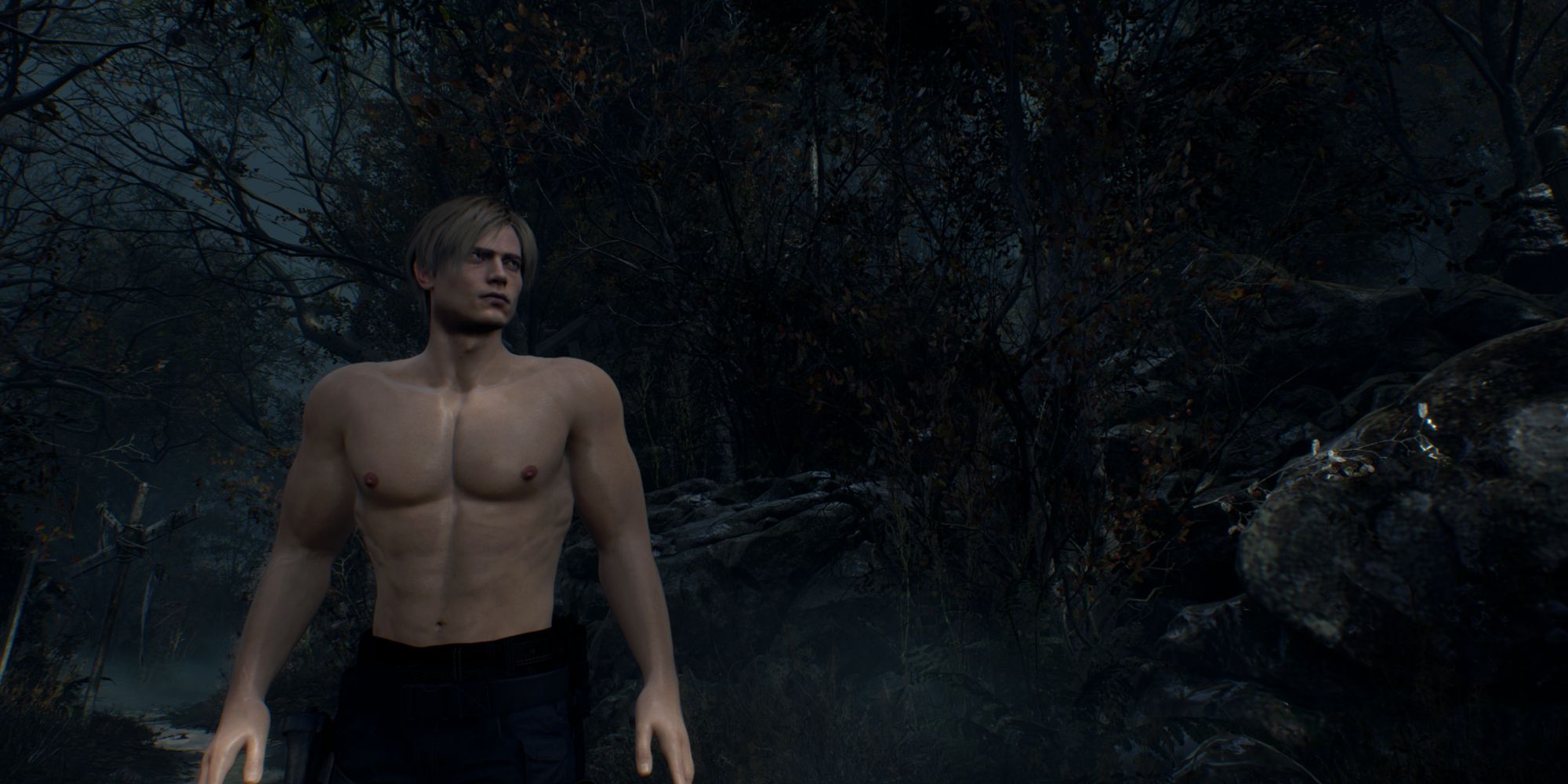 shirtless leon in resident evil 4 remake