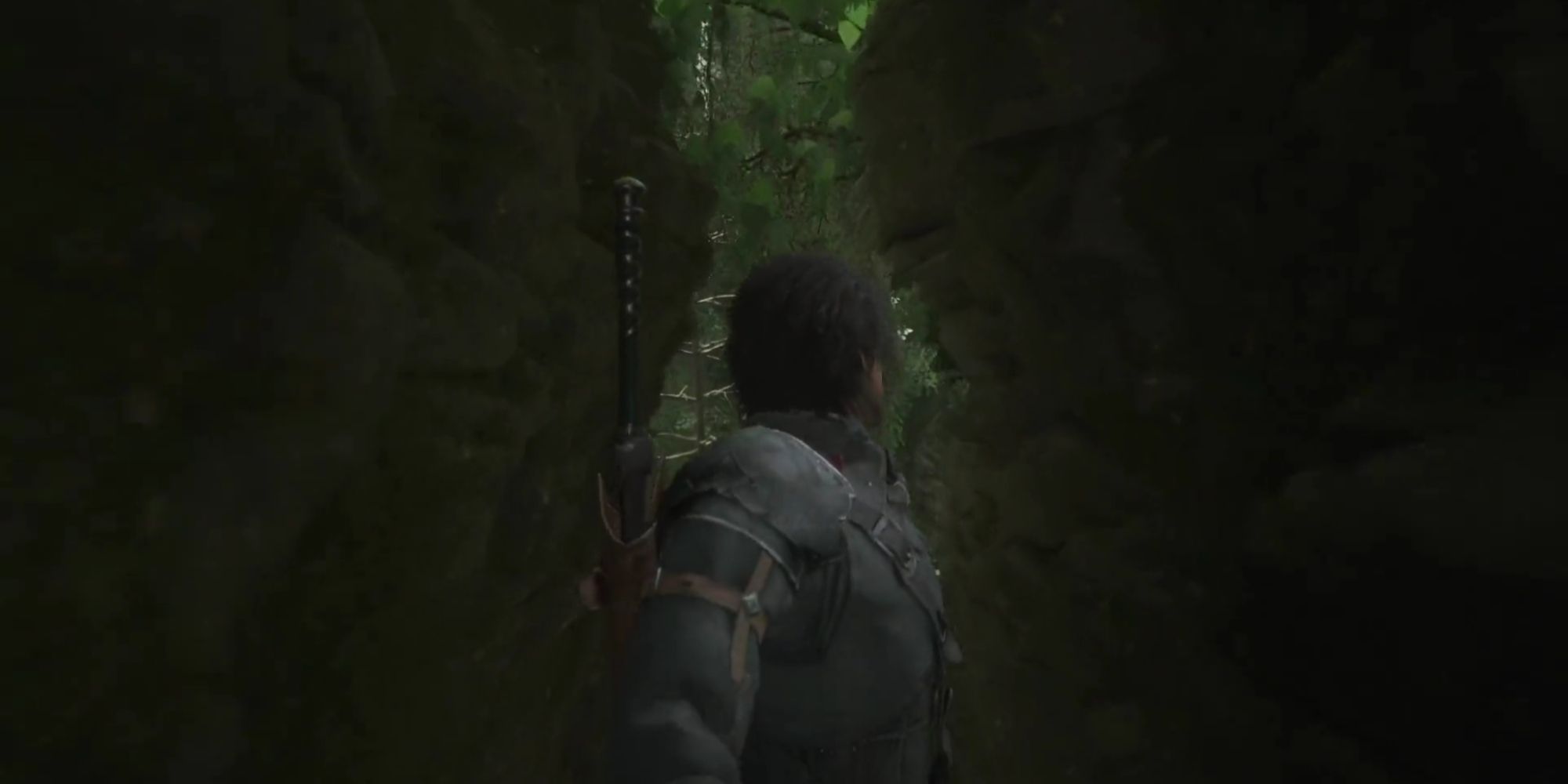 clive squeezing through a gap in final fantasy 16