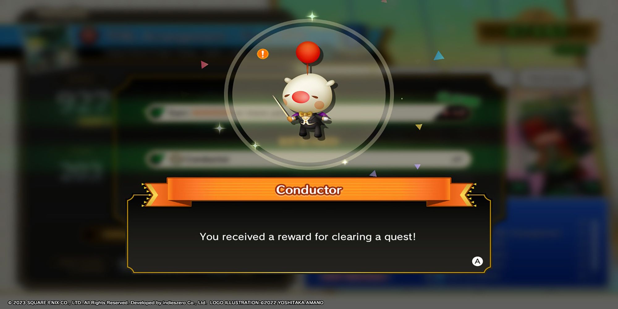 A moogle dressed in a spiffy suit holding a conductor's baton in Theatrhythm: Final Bar Line.