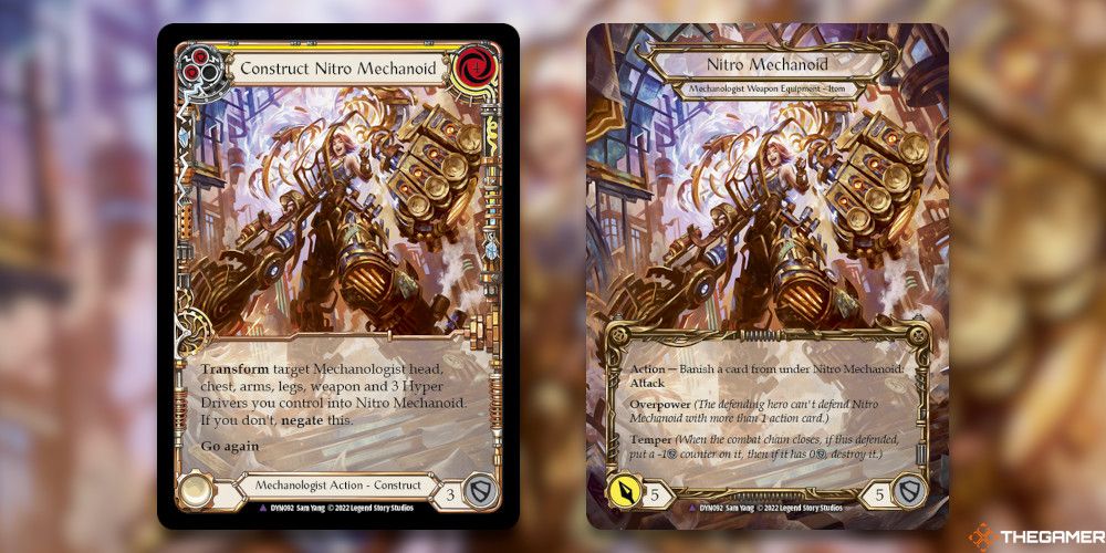 Construct Nitro Mechanoid and Nitro Mechanoid Card in front of blurred card art