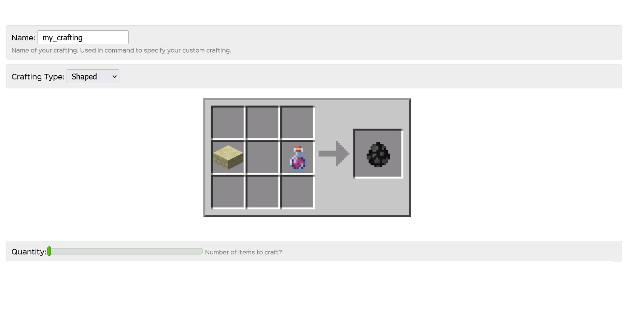 Creating custom crafting recipes with Minecraft Tools