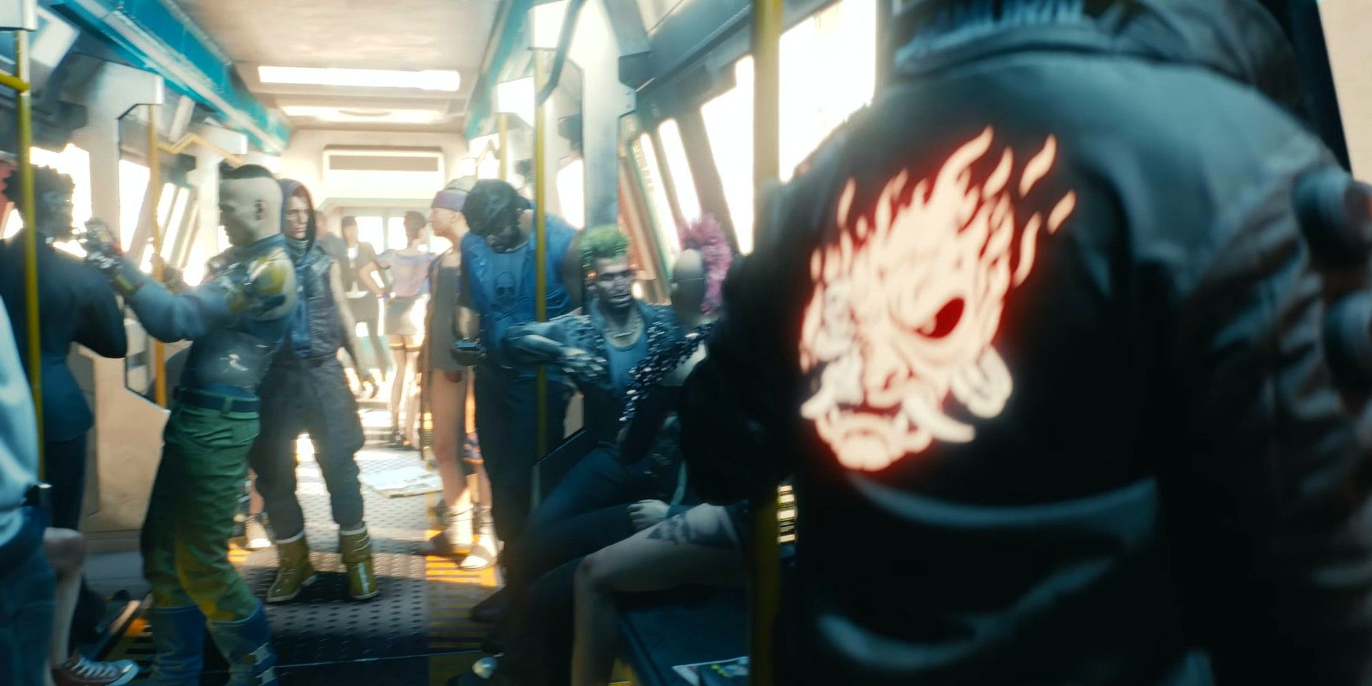 Cyberpunk 2077's V Taking A Subway Ride In Night City