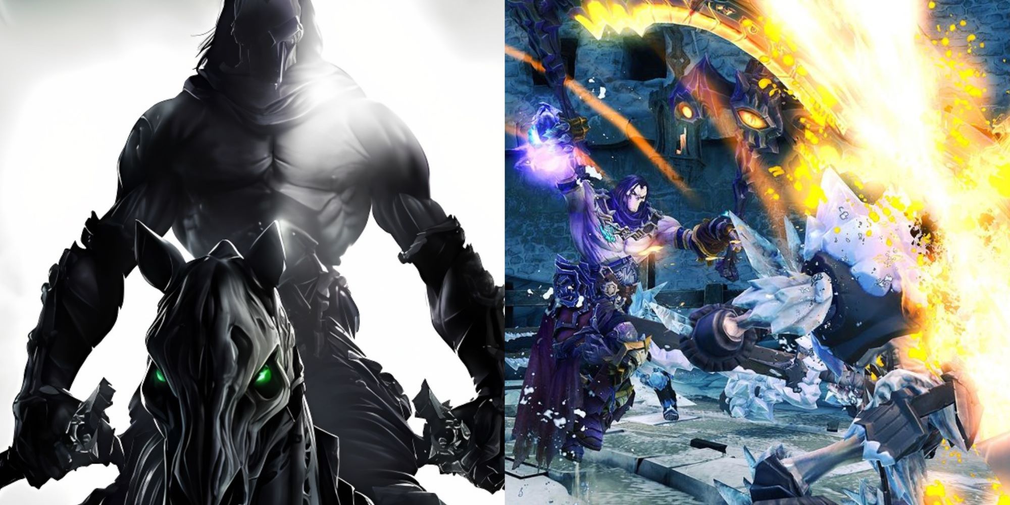 darksiders 2 original cover art and combat gameplay