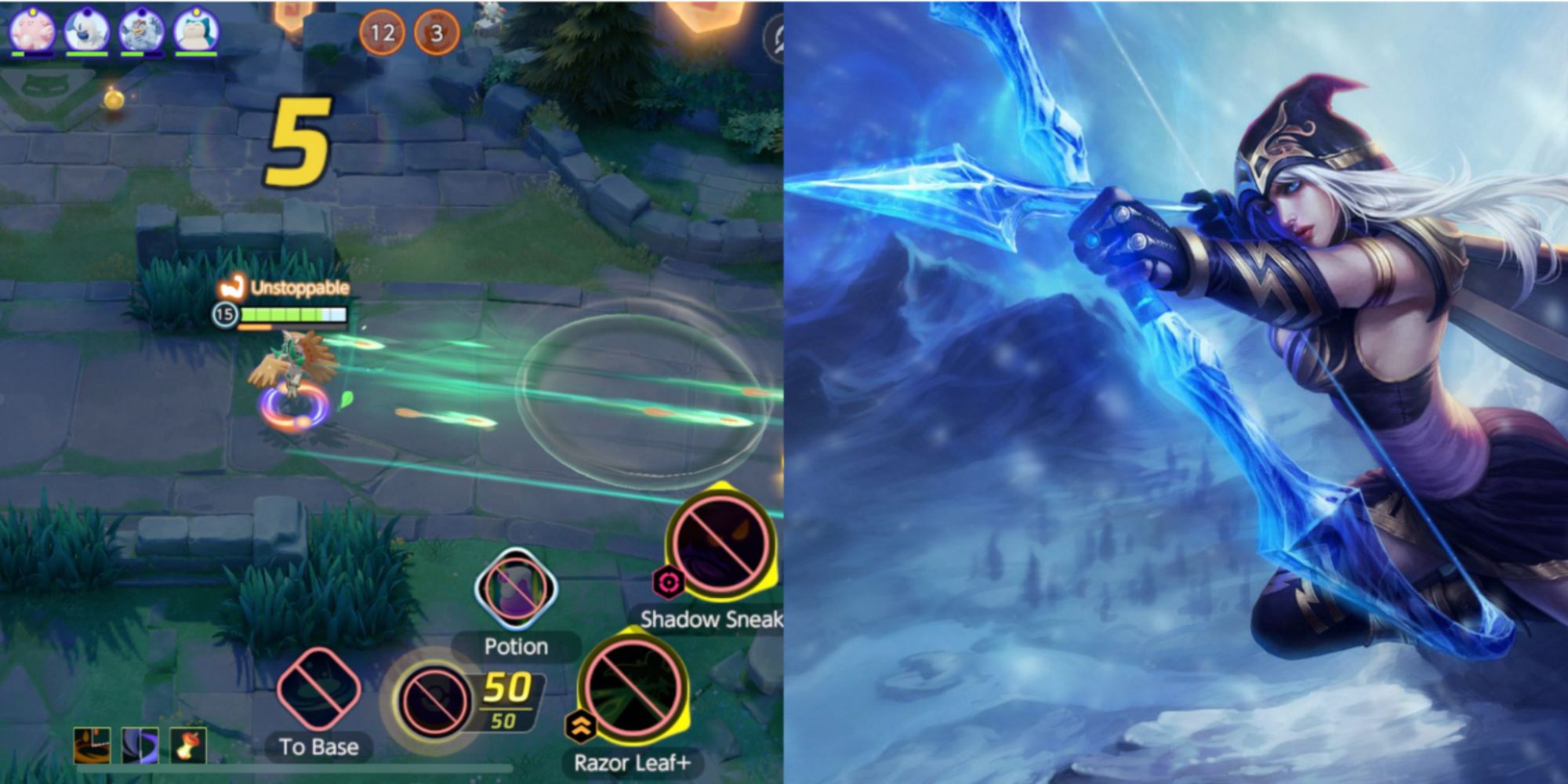 A grass-type archer and an ice-based archer