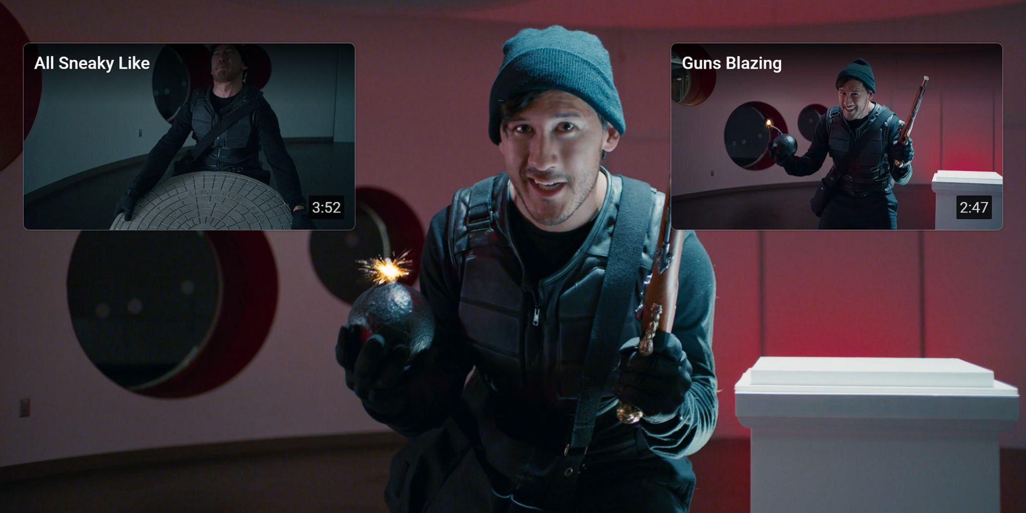 Deciding between a sneaky approach and a Guns blazing approach in A Heist With Markiplier