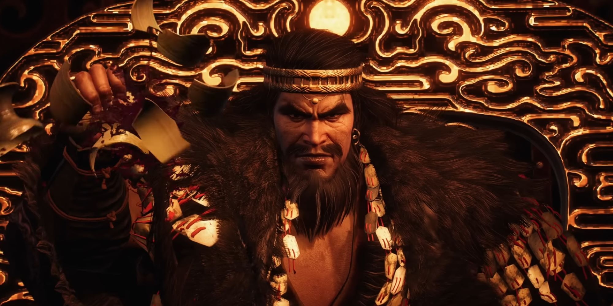 Dong Zhuo crushing his wine goblet at Wo Long Fallen Dynasty