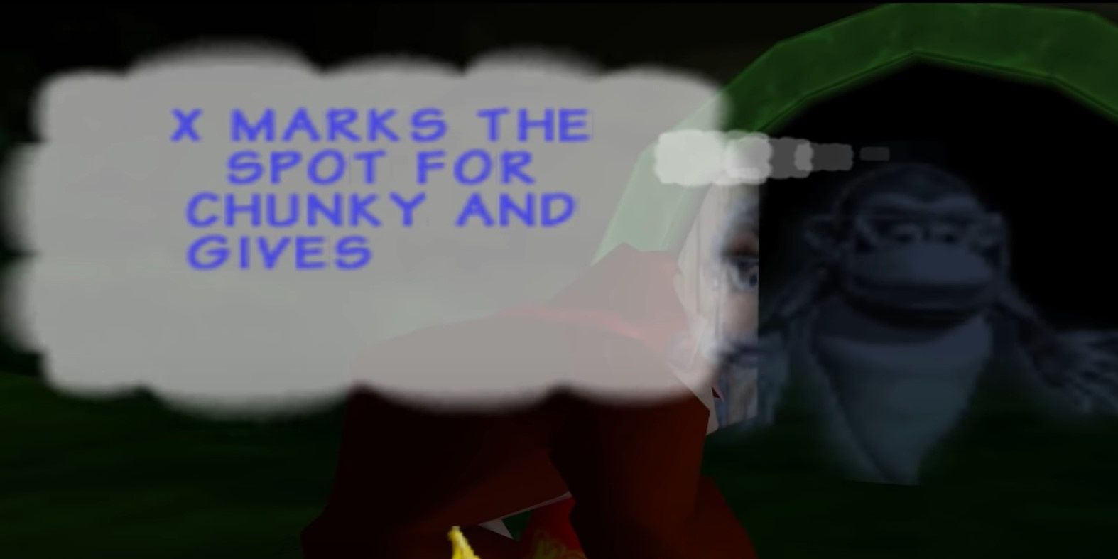 Donkey Kong talking to Wrinkly Kong