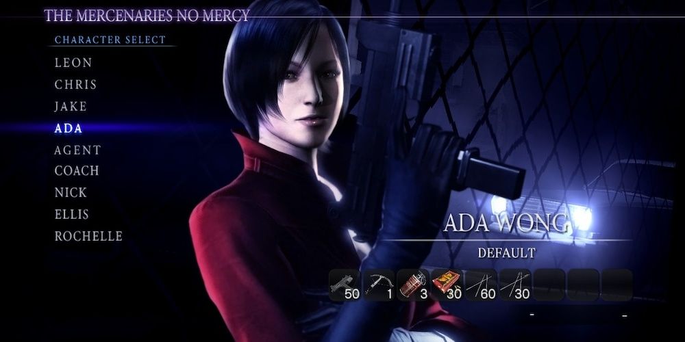 The Ada select screen for mercenaries