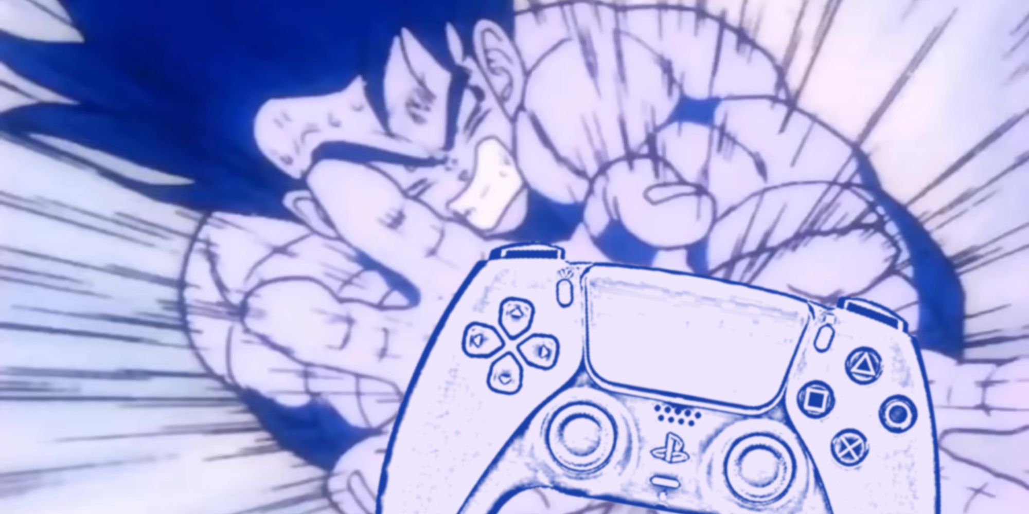 Goku holding a PS5 controller.