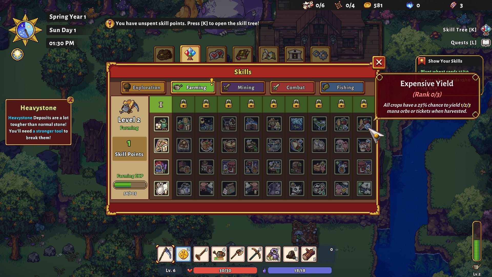 The skill tree for all the farming skills in Sun Haven.
